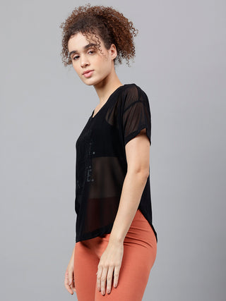 MKH Mesh Women Fitness Wear Gym T-Shirt