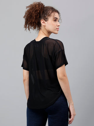 MKH Women’s Sheer Mesh Athleisure Style T-Shirt