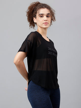 MKH Women’s Sheer Mesh Athleisure Style T-Shirt