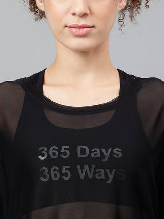 MKH Women’s Sheer Mesh Athleisure Style T-Shirt