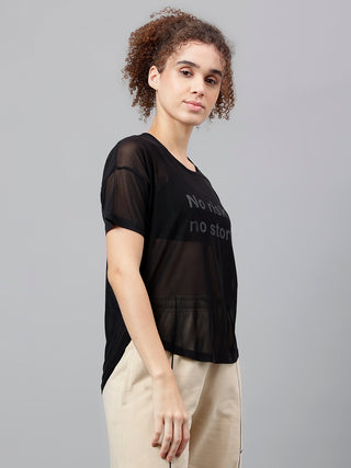 MKH Black Lightweight Mesh Women Running Workout T-Shirt