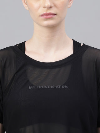 MKH Black Breathable Mesh Women Running Training T-Shirt