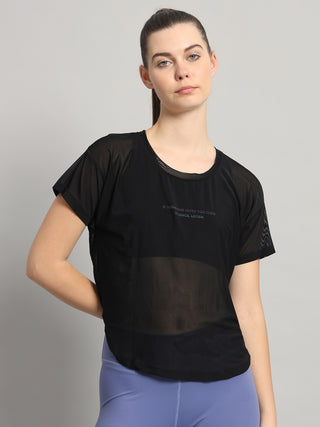 MKH Sheer Black Mesh Gym  Breathable T-Shirt
