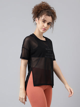 MKH Black CoreMotion Active Tee – Sheer Panel Detail