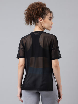 MKH SwiftDry Mesh Tee – Side Slit Black Activewear
