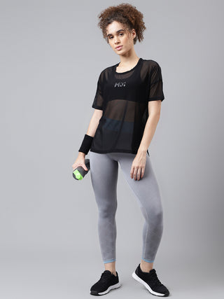 MKH SwiftDry Mesh Tee – Side Slit Black Activewear