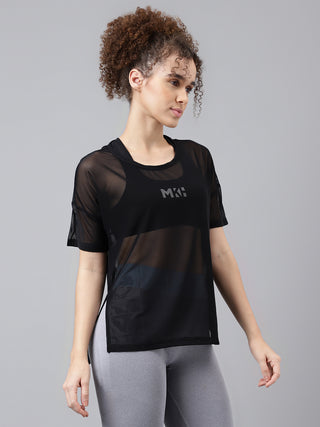 MKH SwiftDry Mesh Tee – Side Slit Black Activewear