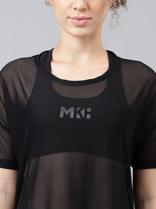 MKH SwiftDry Mesh Tee – Side Slit Black Activewear