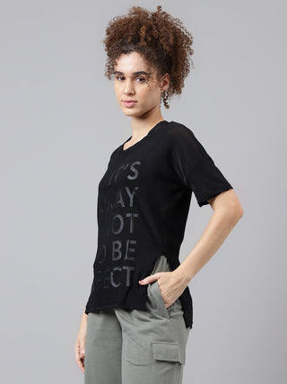 MKH Black StrideFlex Workout Tee – Breathable Everyday Fit