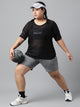 MKH Curve Friendly Black Mesh T-Shirt Plus Size Women Workout