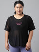 MKH Women Curve Athleisure Tee – Sheer Black Plus Size T-Shirt