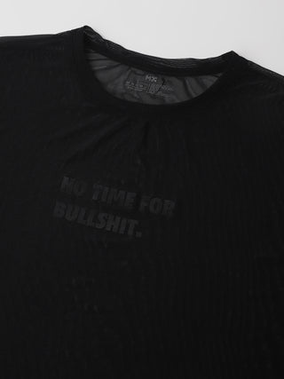 MKH Womens Black Oversized Mesh T-Shirt Lightweight Activewear