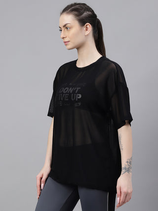 MKH Womens Black Mesh Lightweight Training T-Shirt