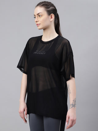 MKH Sheer Oversized Mesh T Shirt Womens Sporty Fashion