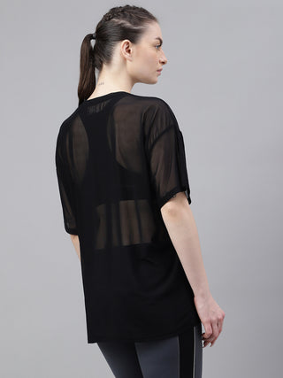 MKH Sheer Oversized Mesh T Shirt Womens Sporty Fashion