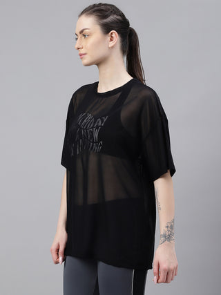 MKH Womens Relaxed Oversized Mesh T Shirt For Layering