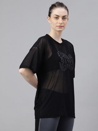 MKH Womens Relaxed Oversized Mesh T Shirt For Layering