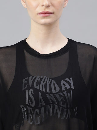 MKH Womens Relaxed Oversized Mesh T Shirt For Layering