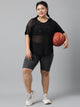 MKH Plus Size Women Active Trendy Black Mesh T-Shirt