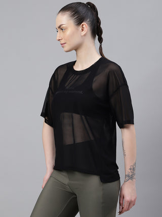MKH Black AeroLite Mesh T-Shirt for Women