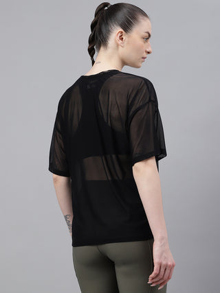 MKH Black AeroLite Mesh T-Shirt for Women