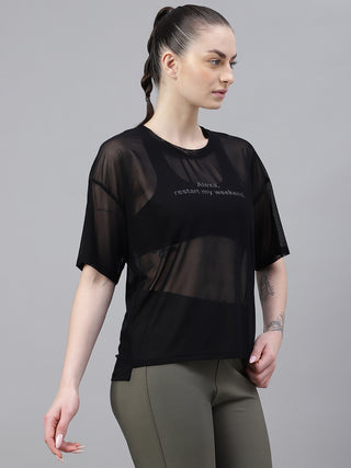 MKH Black AeroLite Mesh T-Shirt for Women