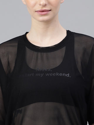 MKH Black AeroLite Mesh T-Shirt for Women