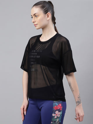 MKH PowerPulse Black Mesh T-Shirt for Women