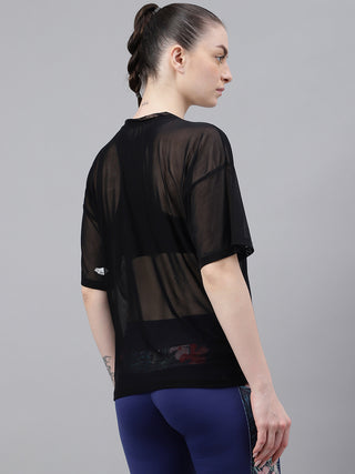 MKH PowerPulse Black Mesh T-Shirt for Women