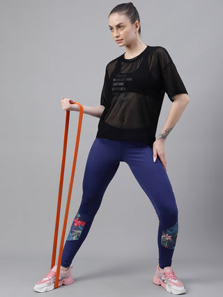 MKH PowerPulse Black Mesh T-Shirt for Women