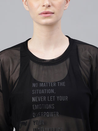 MKH PowerPulse Black Mesh T-Shirt for Women