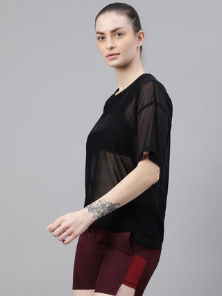 MKH Black AirFlex Training Mesh T-Shirt for Women