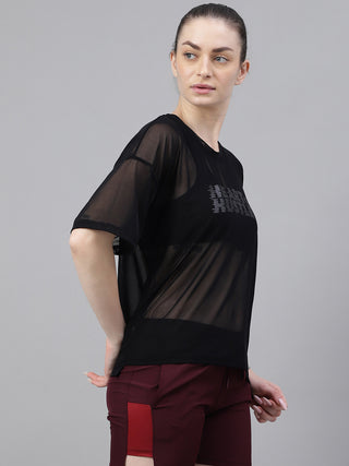 MKH Black AirFlex Training Mesh T-Shirt for Women