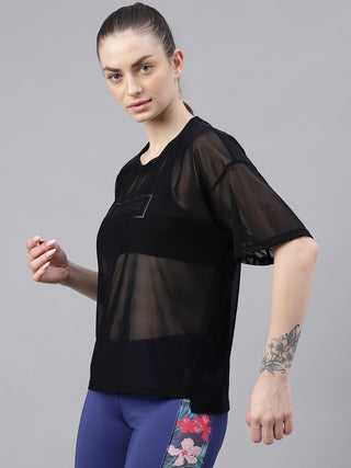 MKH Black AeroMove Mesh T-Shirt for Women