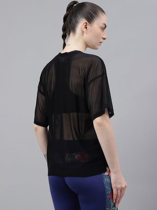 MKH Black AeroMove Mesh T-Shirt for Women