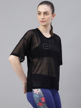 MKH Black AeroMove Mesh T-Shirt for Women