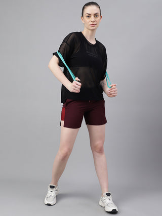 MKH Black ZenithFlow Mesh T-Shirt for Women