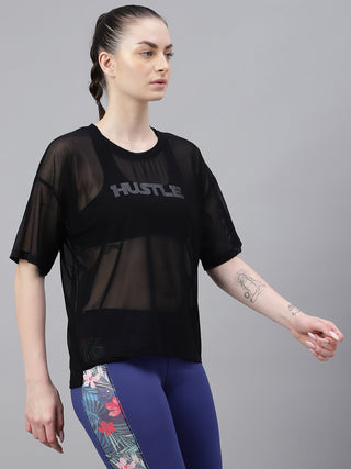 MKH PeakAir Black Training Mesh T-Shirt for Women