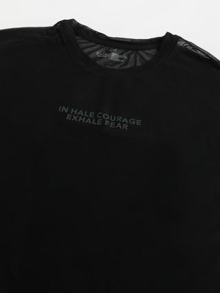 MKH Black Mesh T Shirt Womens Curved Hem Design