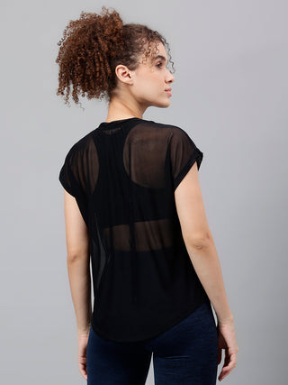 MKH Womens Sheer Mesh T Shirt With Short Sleeves