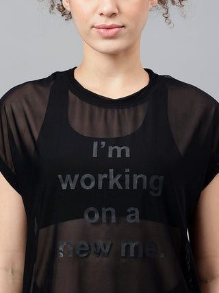 MKH Womens Sheer Mesh T Shirt With Short Sleeves