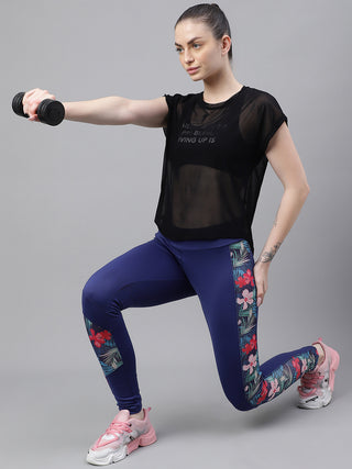 MKH Black Mesh Women Lightweight Fitness T-Shirt