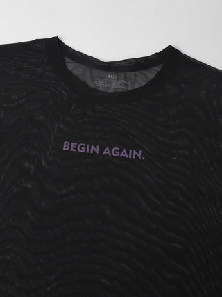 MKH Black Mesh T-Shirt Women Lightweight Sporty Athleisure Wear
