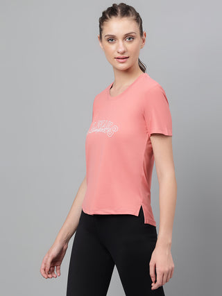 MKH Women Pink Stretchable Outdoor Activity T-Shirt for Gym Use