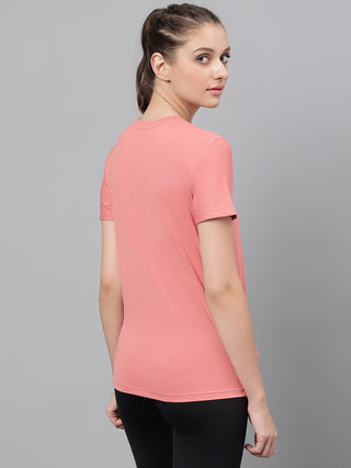MKH Women Pink Stretchable Outdoor Activity T-Shirt for Gym Use