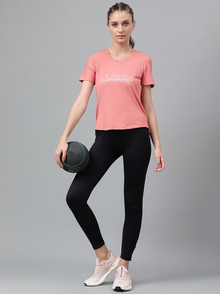 MKH Women Pink Stretchable Outdoor Activity T-Shirt for Gym Use