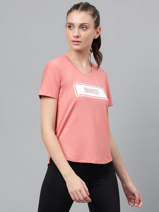 MKH Women Pink Lightweight Gym Wear Top for Outdoor Activity