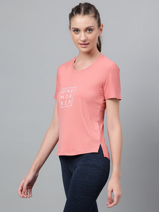 ONE MORE REP WOMEN PINK MOISTURE WICKING NEW BASIC T-SHIRT