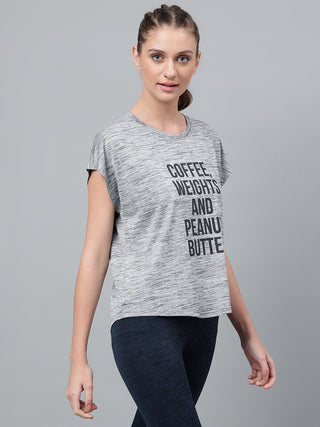 COFFEE AND BUTTER WOMEN BLACK DRI-FIT RELAXED FIT T-SHIRT