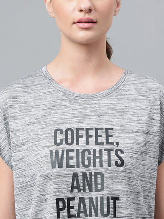 COFFEE AND BUTTER WOMEN BLACK DRI-FIT RELAXED FIT T-SHIRT